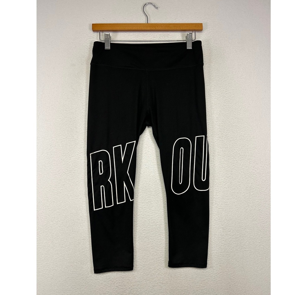 Athleisure Fabletics Womens‎ S Black Graphic Work Out Capri Workout Leggings